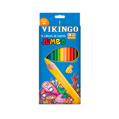VIKINGO COLORES X12 JUMBO CAJA AZUL