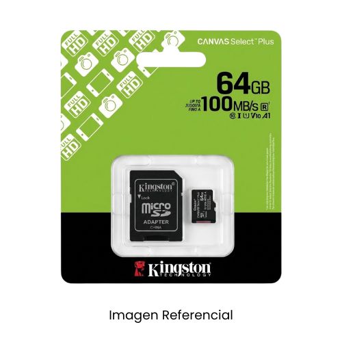 KINGSTON MICROSD 64GB CANVAS SELECT PLUS C10 UHS-I A1 V10 100MB/S ADAPTADOR SD ANDROID