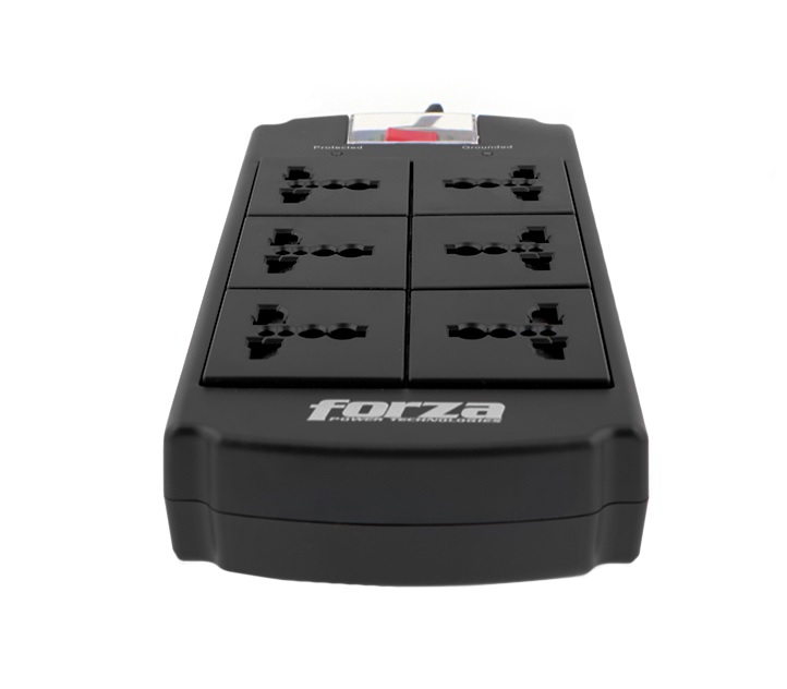 FORZA PROTECTOR DE SOBRETENSION 6 SAL 110/240V NEGRO