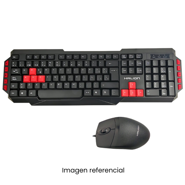 HALION KIT TECLADO MOUSE HA-K433C USB 105TECLAS 1000DPI 1.5MT NEGRO/ROJO