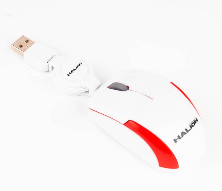 HALION MOUSE COBRA HA-M1862 RETRACTIL BL/ROJO