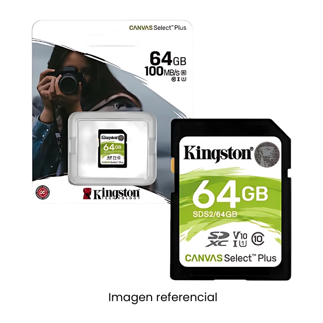 KINGSTON MEMORIA SDHC 64GB 100MB/S C10 UHS-I PARA CAMARAS (SDS2/64GB) 2024
