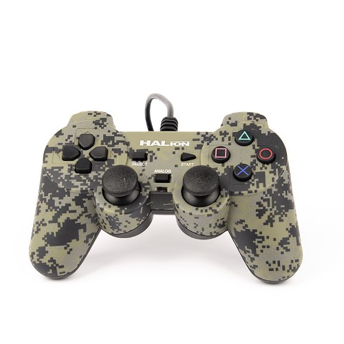 HALION GAMEPAD MANDO CABLEADO USB HA-2009 CAMUFLADO VIBRADOR GAMER