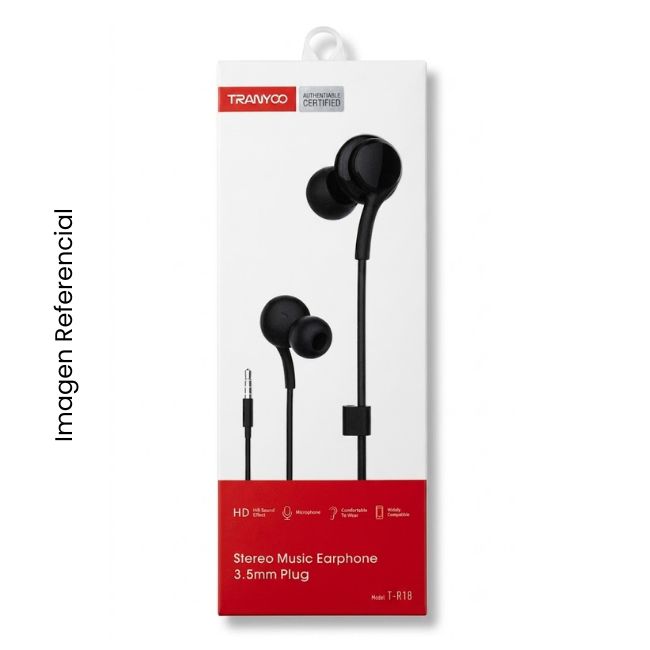 TRANYOO AUDIFONO CON CABLE TIPO BOTON T-R18 3.5MM 