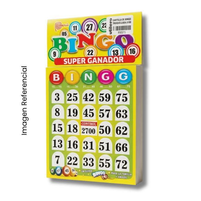 CARTILLA DE BINGO TROQUELLADA PQTX100