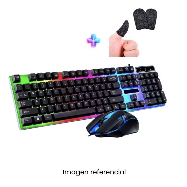 SUPER KIT GAMER POSEIDON TECLADO RGB USB + MOUSE 4 BOTONES RGB + DEDALES GAMER