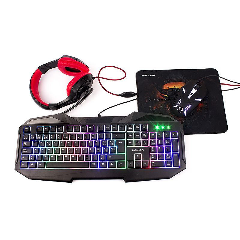 HALION KIT GAMER HUNNTER HA-403C TECLADO + MOUSE + AUDIFONO + MOUSE + PAD