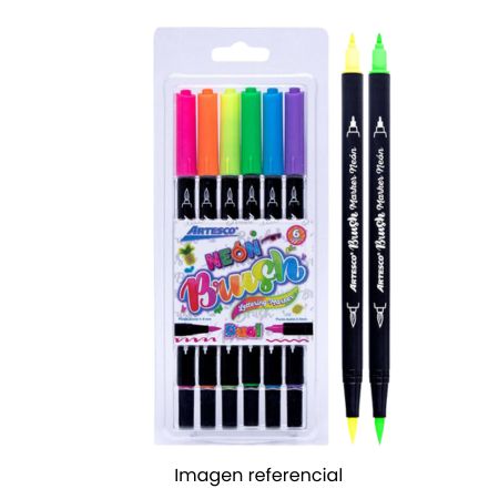 ARTESCO MARCADOR DUAL BRUSH NEON X6