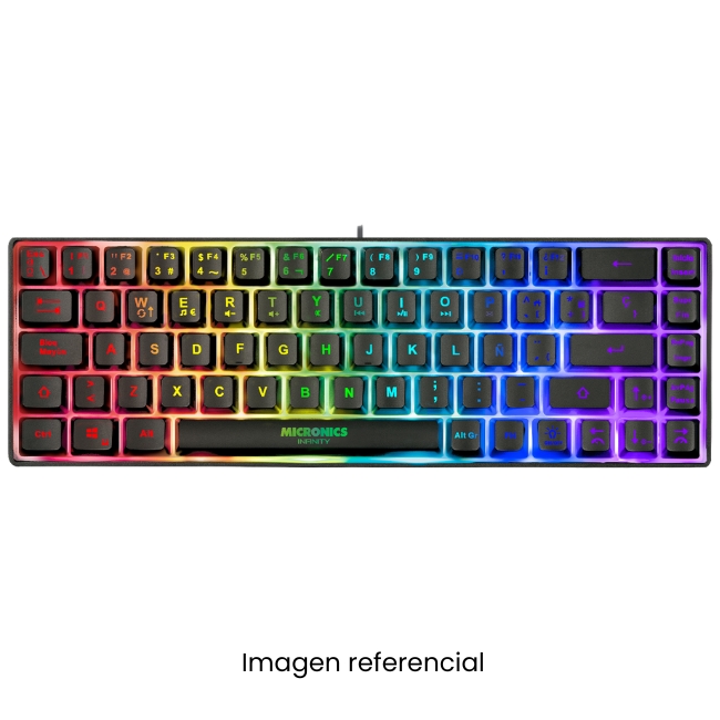 MICRONICS TECLADO GAMER INFINITY MIC K721 USB RAINBOW 60% SLIM