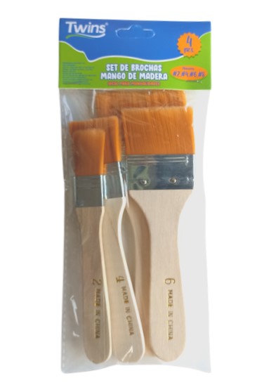 TWINS SET DE BROCHAS X4 UND (TAMAÑO #2,#4,#6,#8) AR-01821