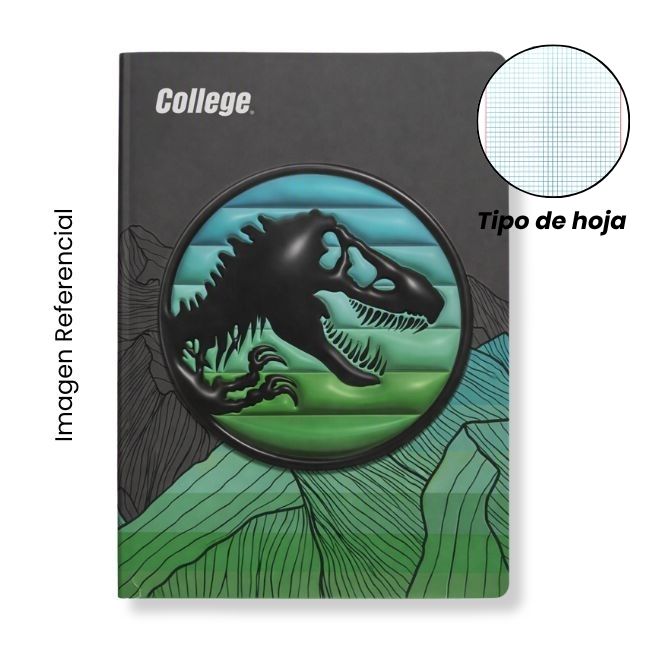 COLLEGE CUADERNO A4 CUADRICULADO JURASSIC WORLD 80 HOJAS