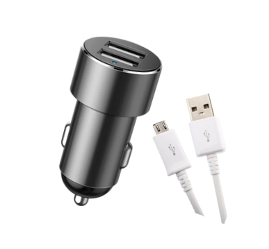 SUPER CARGADOR CIGARRERA 6.5A 30W CARGA RAPIDA + CABLE TIPO V8