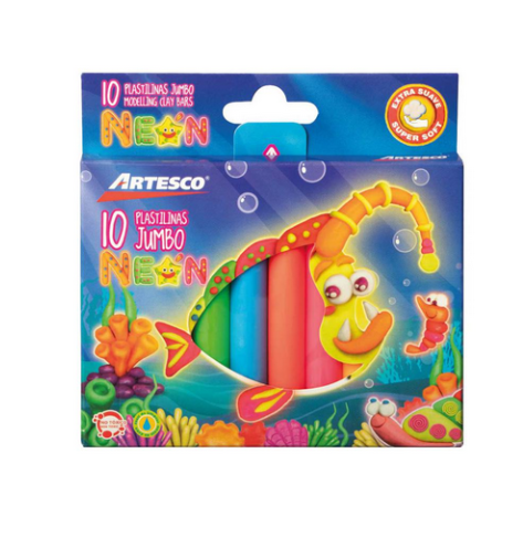 ARTESCO PLASTILINA JUMBO NEON CJAX10