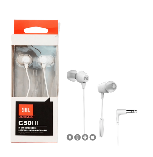 JBL HARMAN AUDIFONO C50HI BLANCO CABLEADO ORIGINAL
