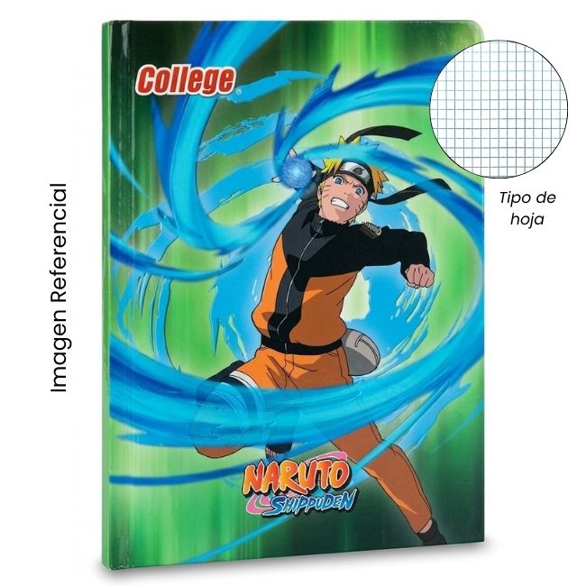 COLLEGE CUADERNO A4 CUADRICULADO NARUTO 84 HOJAS