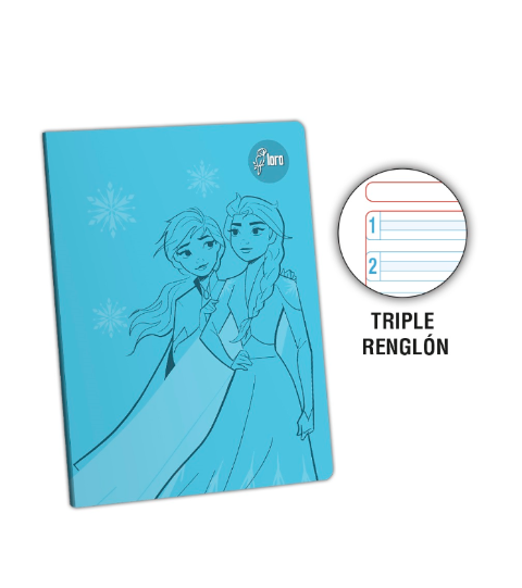 LORO CUADERNO A4 TRIPLE RENGLON DISEÑO MONOCROMATICO DISNEY 80H 