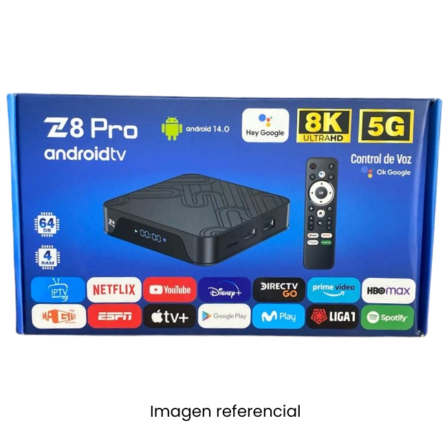 SMART TV BOX Z8 PRO 8K + CONTROL CON VOZ + CABLE HDMI