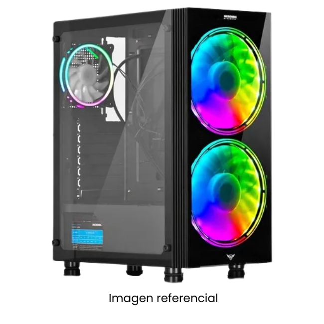 MICRONICS CASE PC GAMER MIRAGE 18" MIC GC834 SIN FUENTE GLASS 3FAN DOBLE HALO RGB RC