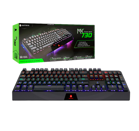 ANTRYX TECLADO GAMER MECANICO MK730 BLUE SWITCH RGB RAINBOW