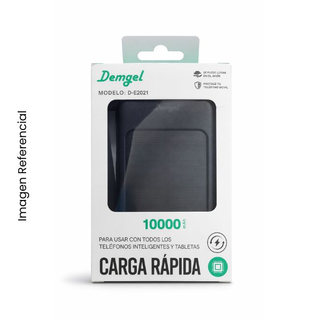 DEMGEL POWER BANK D-E2021 SOLAR/10000mAh/CARGA RÁPIDA/USB/PORTÁTIL/AVIÓN