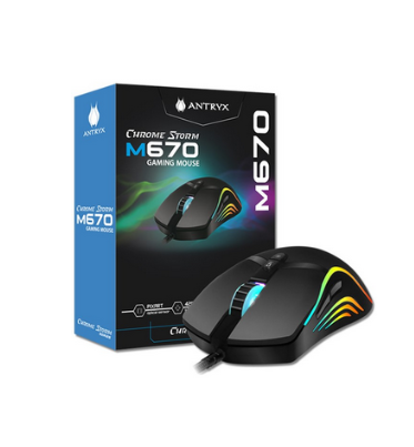 ANTRYX MOUSE GAMER M670 4200DPI RGB 105GR CHROME STORM