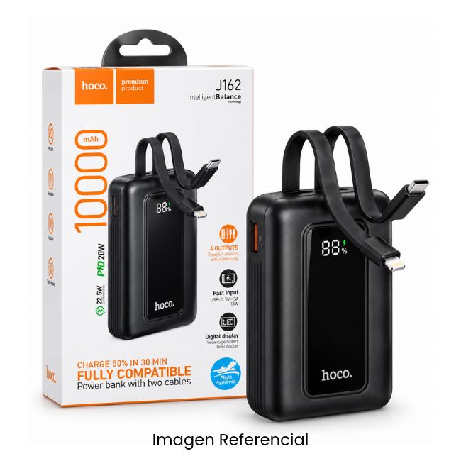HOCO POWER BANK J162 DISPLAY USB-A TIPO-C 10000MAH + cables(10000mAh) 