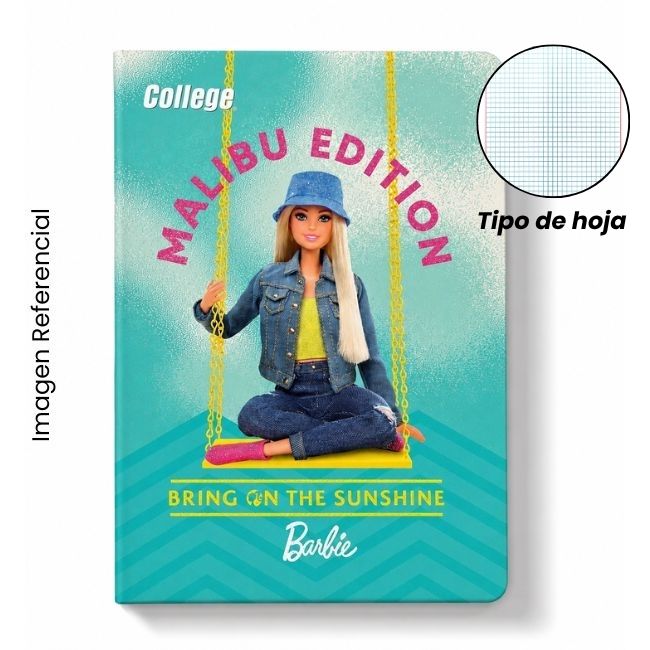 COLLEGE CUADERNO A4 CUADRICULADO BARBIE 80HOJAS A25