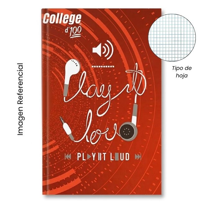 COLLEGE CUADERNO A4 CUADRICULADO DISEÑO 100 HOJAS