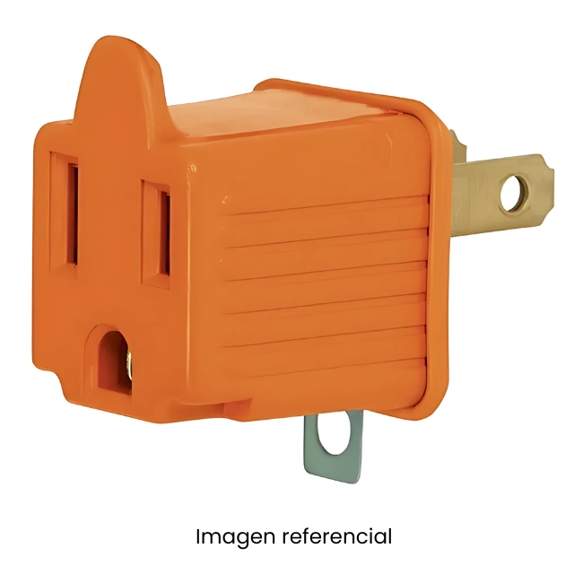 ENCHUFE ADAPTADOR DE ENERGIA DE 3 A 2 NARANJA AR00000938