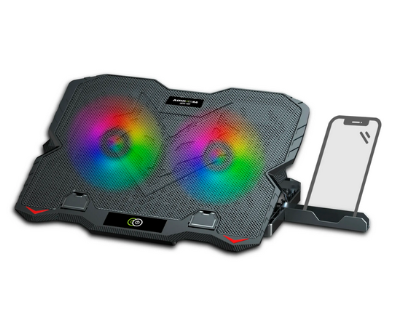AIRBOOM COOLER LAPTOP ARTIC FOX AB005H RAIBOW 2 FAN 12.5CM + PORTA CELULAR GAMER