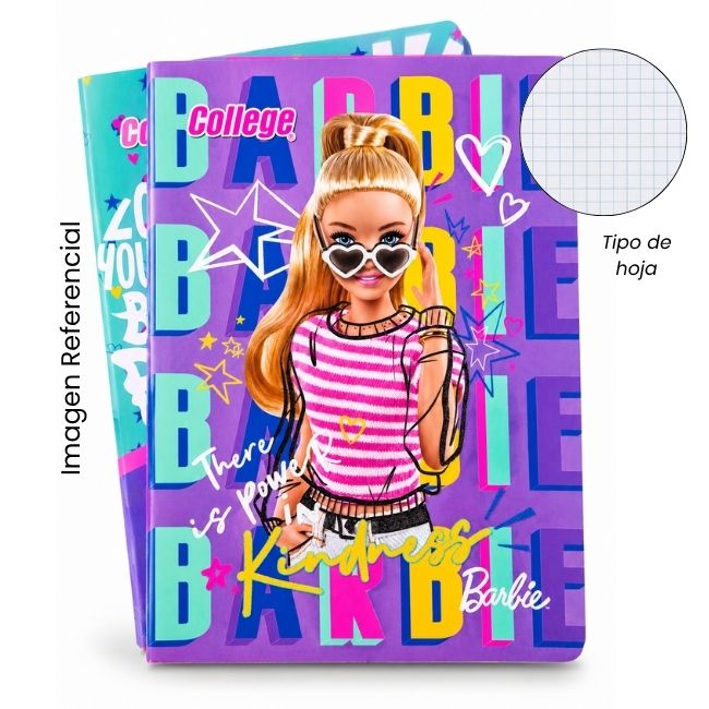 COLLEGE CUADERNO A4 CUADRICULADO BARBIE 80 HOJAS