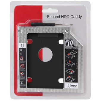 CADDY 9.5MM PARA LAPTOP 2ND HDD SSD DISCO DURO SATA CD DVD-ROM UNIVERSAL