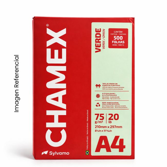 CHAMEX PAPEL BOND A4 75GR 1/2MLL VERDE