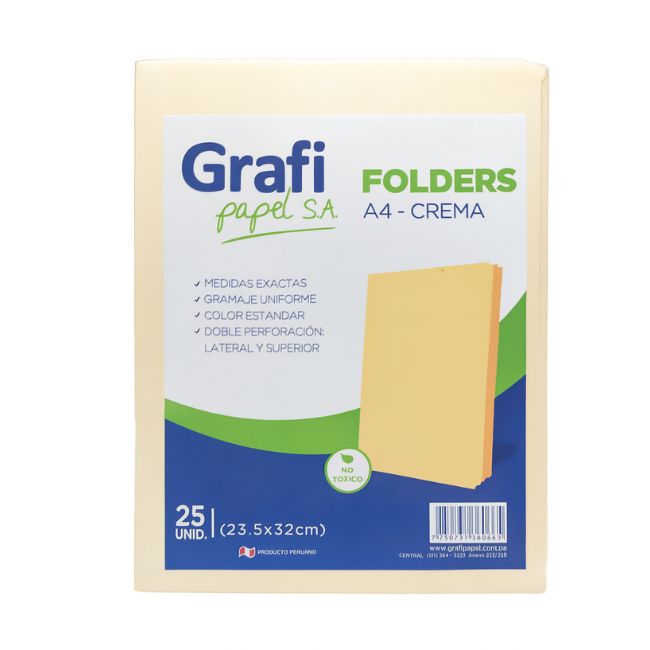 GRAFIPAPEL FOLDER MANILA A4 CREMA PQTX25