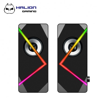 HALION PARLANTE HA-S332 RMS:3WX2 LUCES LED, USB + AUDIO GAMER