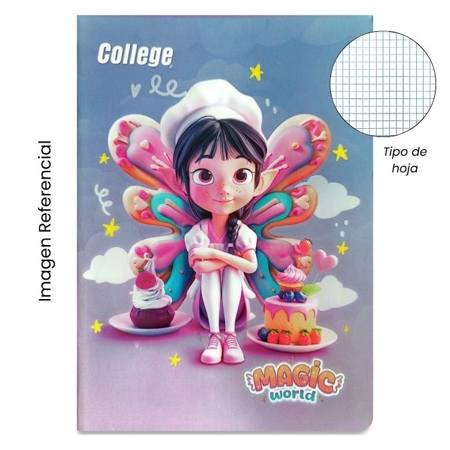 COLLEGE CUADERNO A4 1X1 MAGIC WORLD 80 HOJAS
