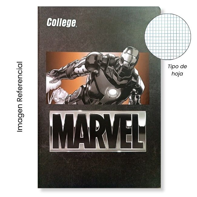 COLLEGE CUADERNO A4 CUADRICULADO MARVEL 80 HOJAS 