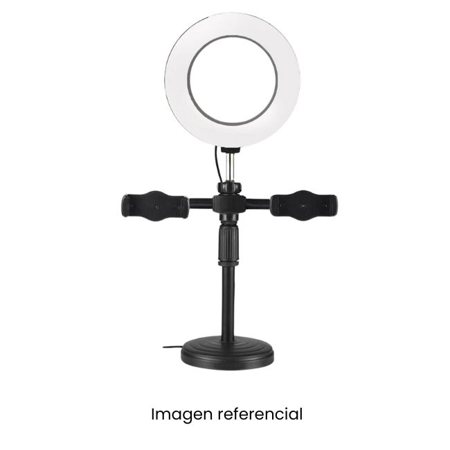 SOPORTE CON ARO LED PARA ESCRITORIO CON DOS HOLDERS