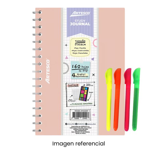 ARTESCO STUDY JOURNAL 160H 80GR + 4 RESALT ROSADO