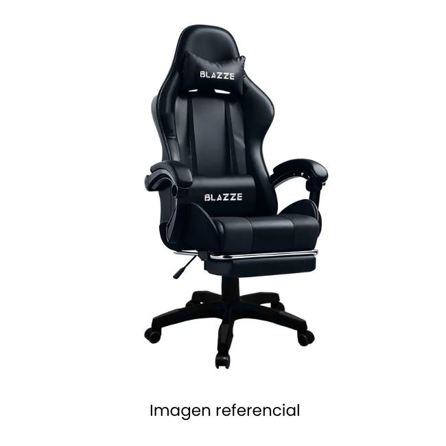 BLAZZE SILLA GAMER LOOT NEGRO RECLINABLE 135° CON REPOSAPIES