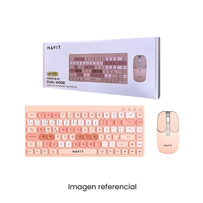 HAVIT KIT TECLADO MOUSE OFFICE INALAMBRICO KB831WB-SP ROSA 94KEYS