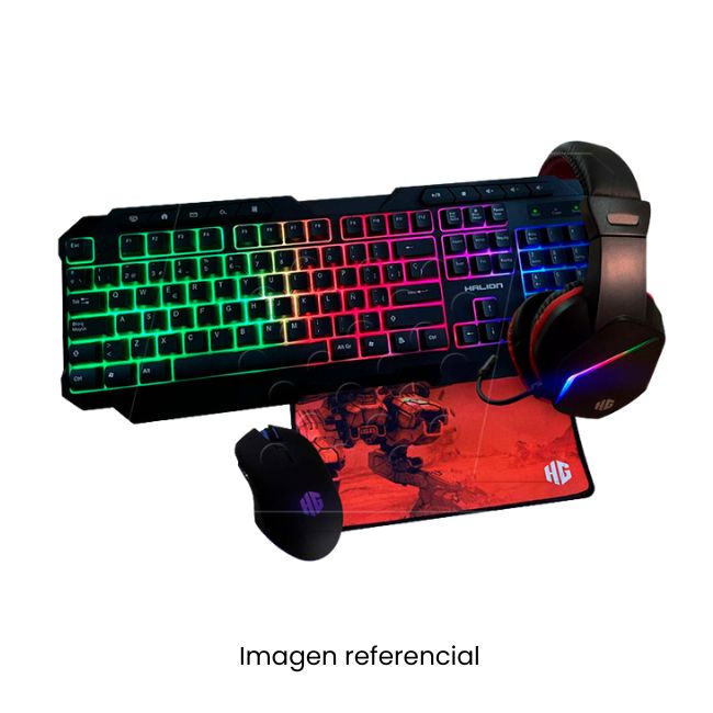 HALION KIT GAMER MERCURY HA-404C TECLADO + MOUSE + AUDIFONO + MOUSEPAD