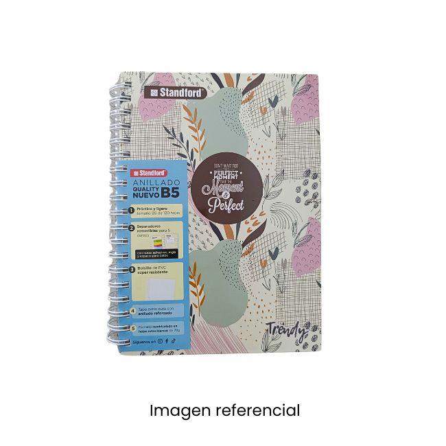 STANDFORD CUADERNO ESPIRAL B5 120HJ TRENDY