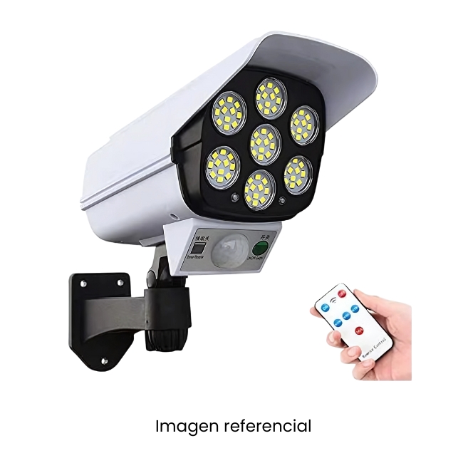 FOCO SOLAR TIPO CAMARA DE SEGURIDAD CON SENSOR DE MOVIMIENTO