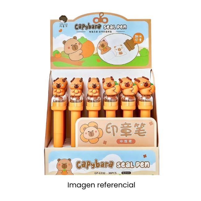 KAWAII LAPICERO TINTA GEL CON SELLO CAPIBARA 1023146