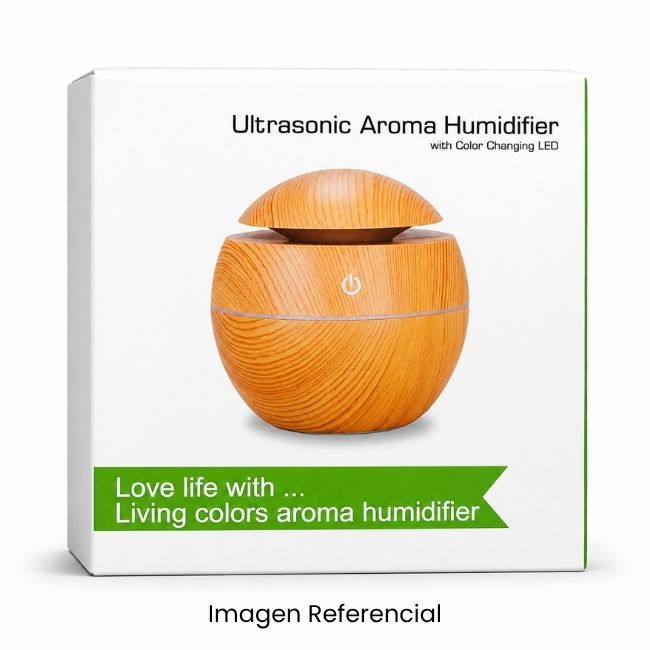 MINI HUMIDIFICADOR PORTATIL BAMBU CON DISEÑO VETA MADERA 