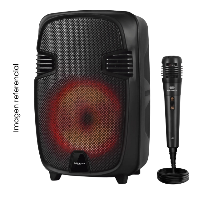 EVERSOUND PARLANTE BRISTOL EV1000 8PULG PORTATIL LED BT FM USB MICROSD + MIC AMPLIFICADO