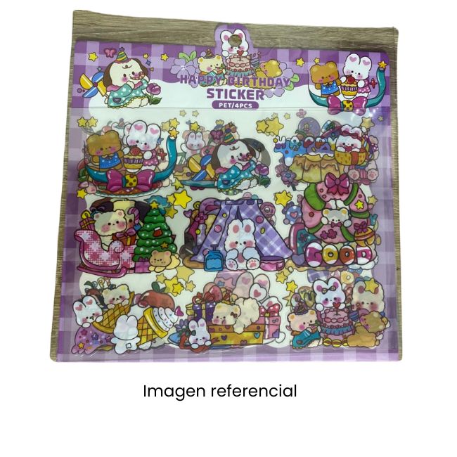 KAWAII STICKERS SET X4PCS 20X21CM HAPPY BIRTHDAY 1022465