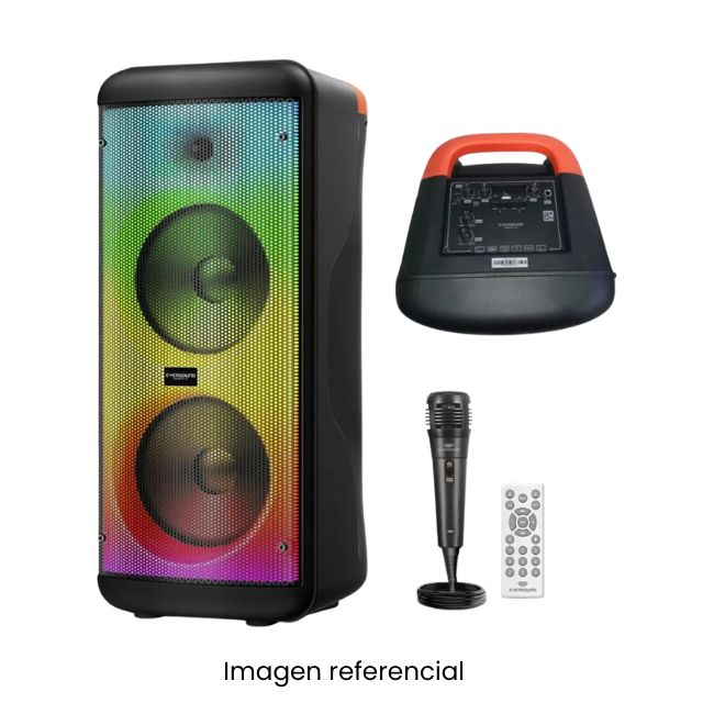 EVERSOUND PARLANTE PORTATIL TORRE VIBRATTO EV5008WL 8PULG RGB BT FM USB MSD MIC LI-BAT NEGRO