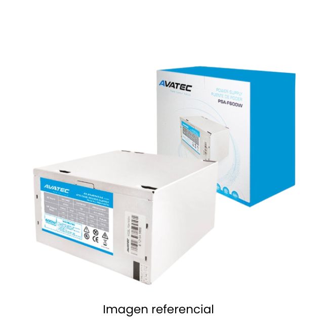 AVATEC FUENTE PODER PSA600W ATX12V2.3 600W SATA 20+4PINS DUAL12V ALTA EFICIENCIA NEGRO